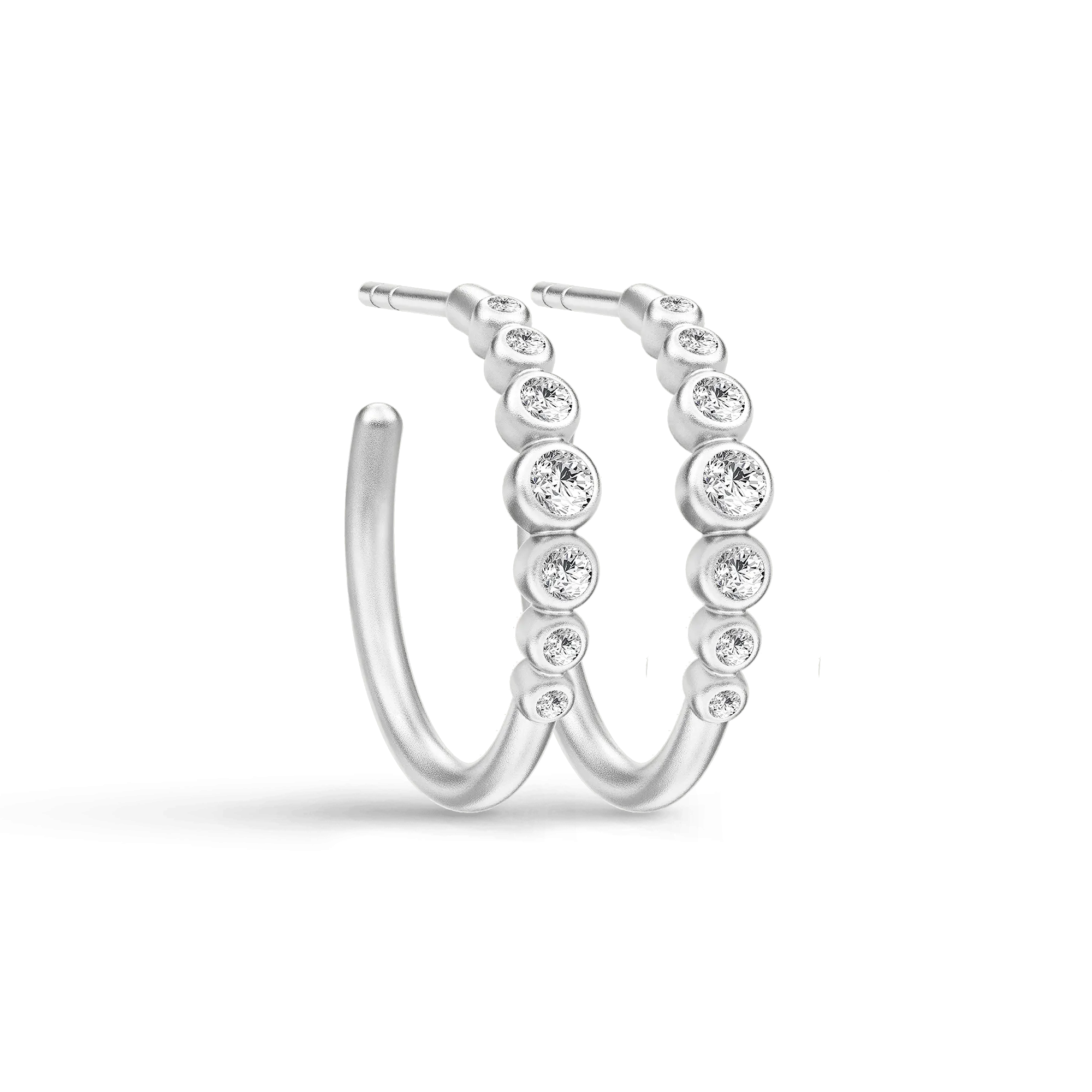 Grace Silver Hoops w. Zirconia