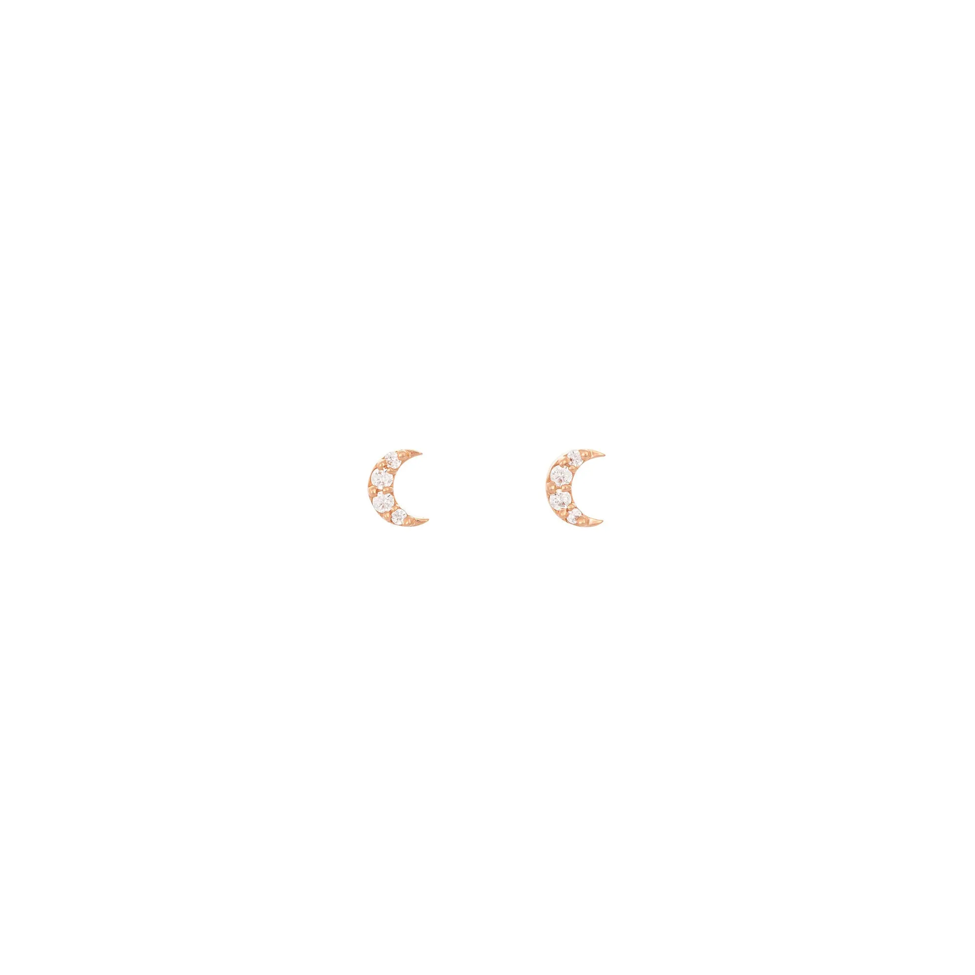 Half Moon 18K Rose Gold Stud w. Diamonds