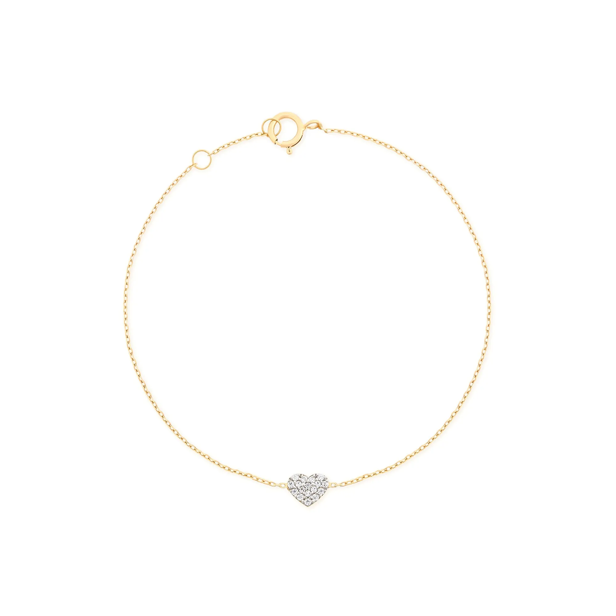 Heart 18K Gold Bracelet w. Diamonds
