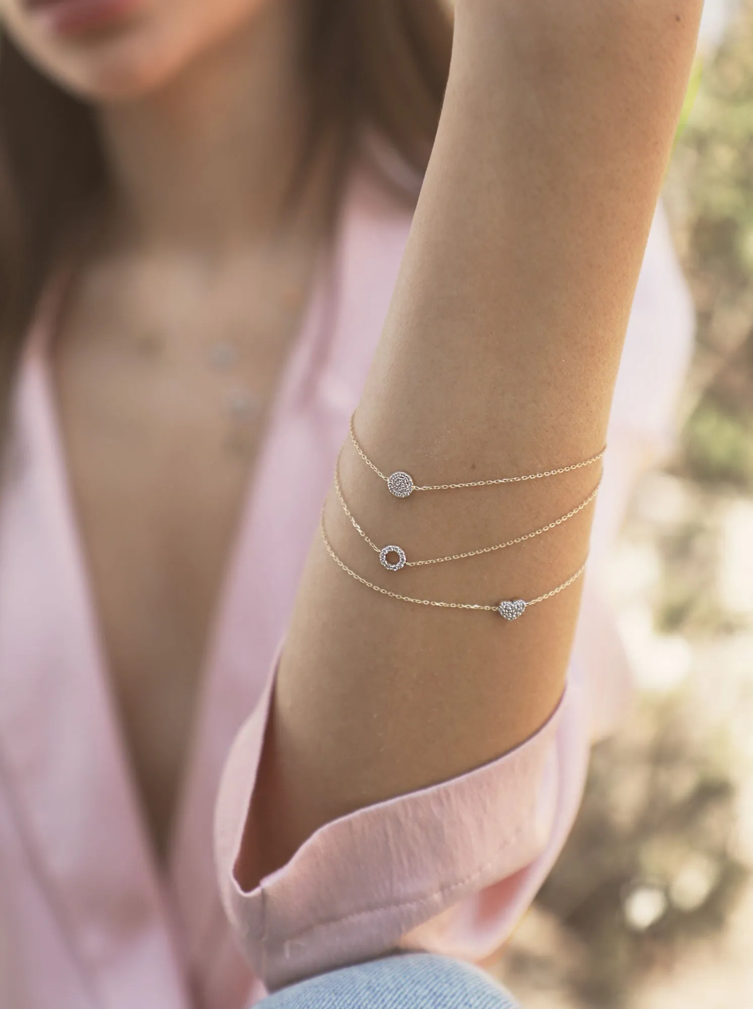 Heart 18K Gold Bracelet w. Diamonds