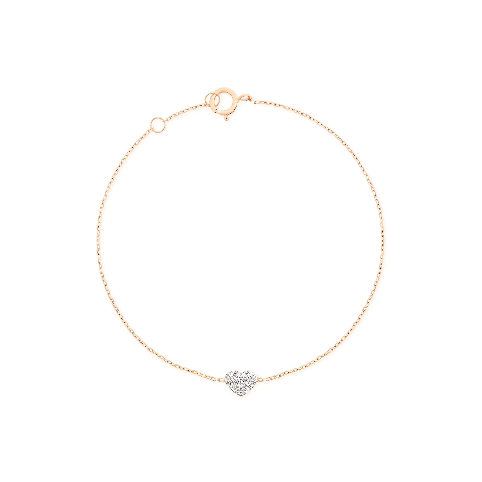 Heart 18K Rose Gold Bracelet w. Diamonds