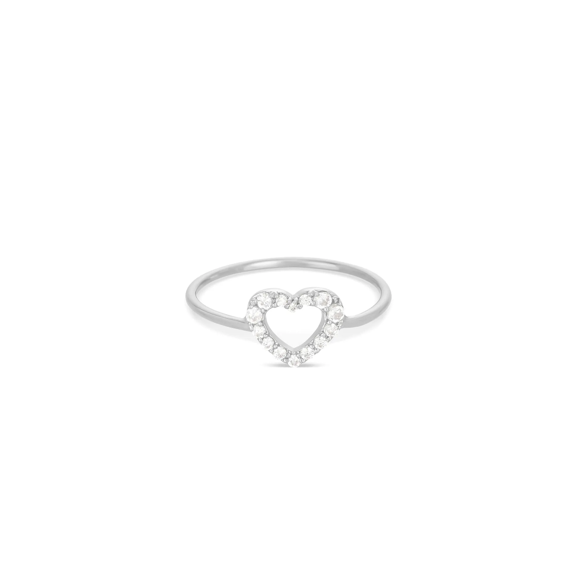 Heart 18K White Gold Ring w. Diamonds