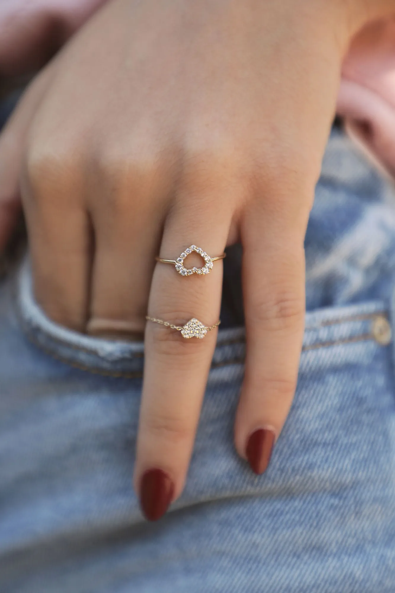 Heart 18K White Gold Ring w. Diamonds