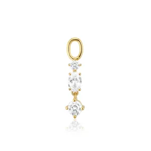 Hoop Charm Pendolo Tre 18K Gold Plated Pendant w. White Zirconia