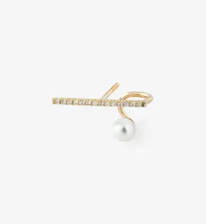 Horizontal Pearl Spiral Earring 06 - Single