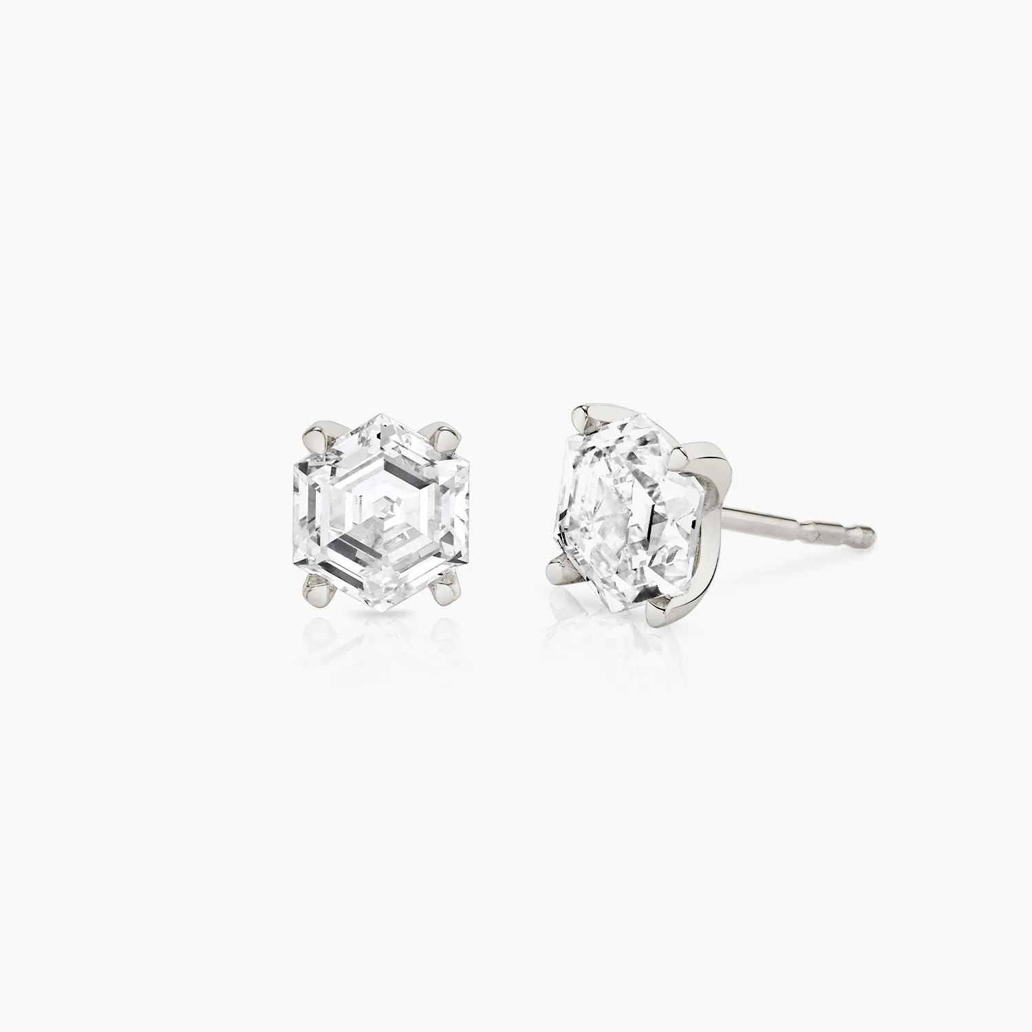 Iconic Hexagon 14K Gold Studs w. Lab-Grown Diamonds, 0.75 ct.