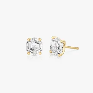 Iconic Hexagon 14K Gold Studs w. Lab-Grown Diamonds, 0.75 ct.