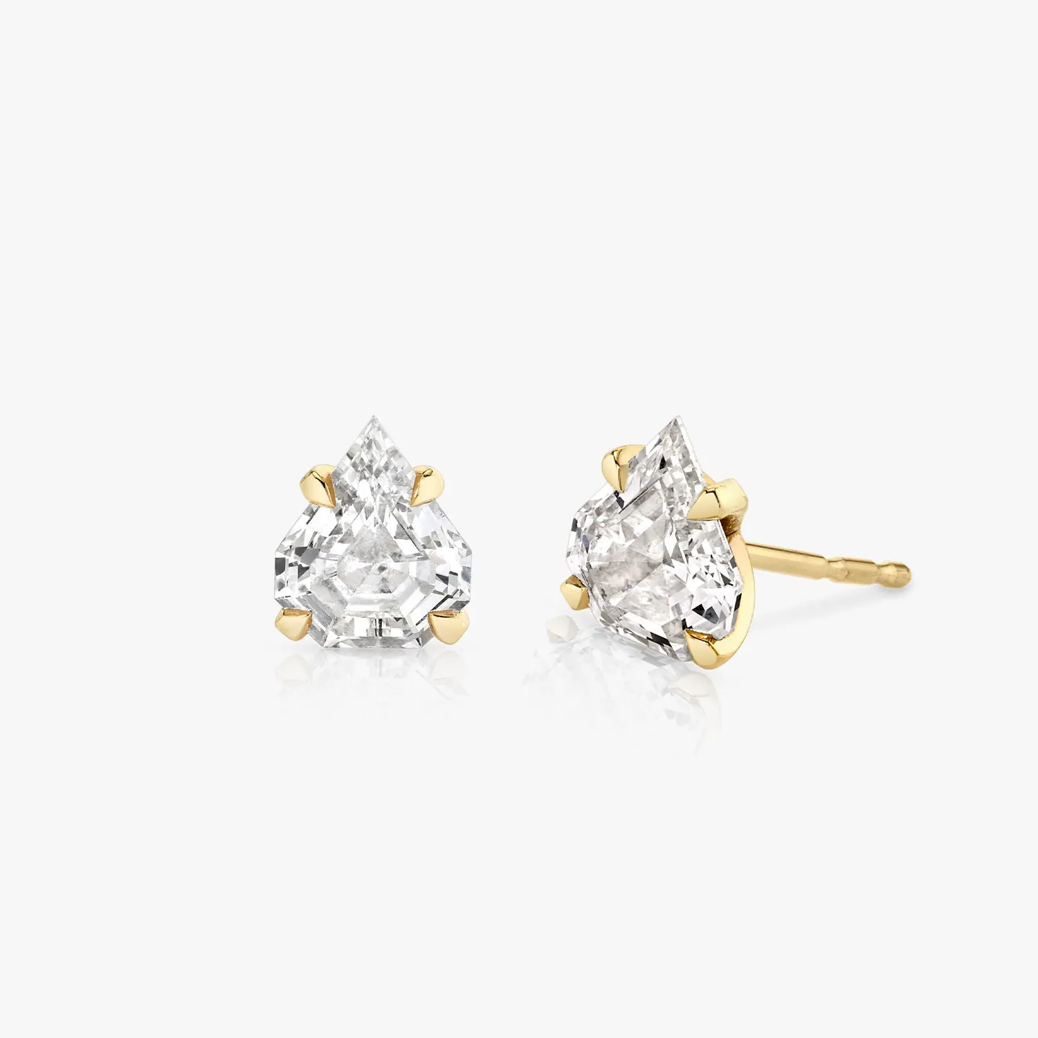 Iconic Shield 14K Whitegold Studs w. Lab-Grown Diamonds, 0.75 ct.