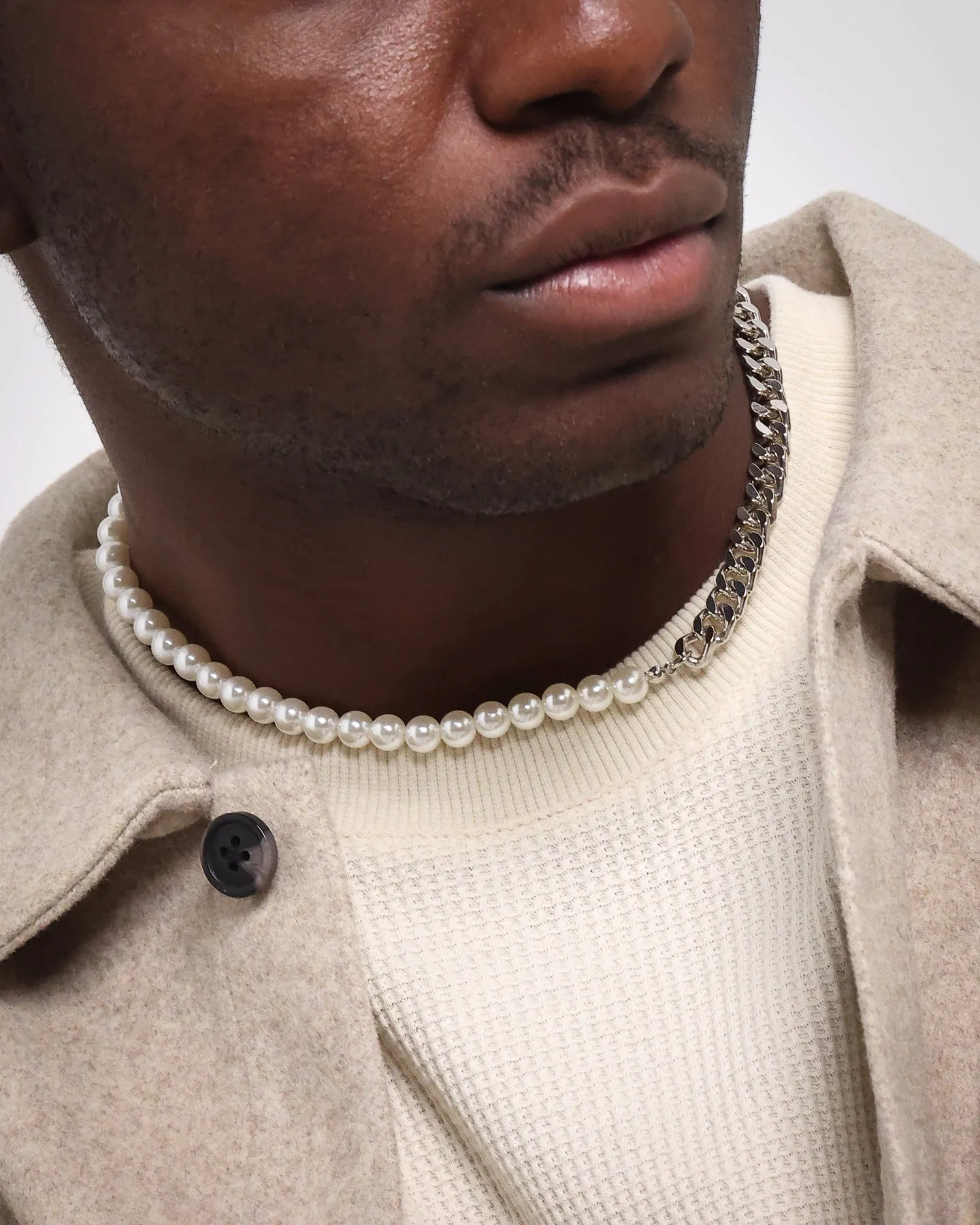 Infra Cuban Split Pearl Chain Stainless Steel