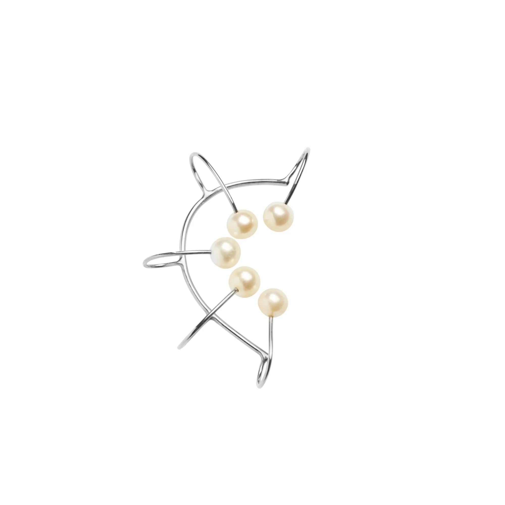 Iris concha Silver Ear Clip w. 5 Pearls