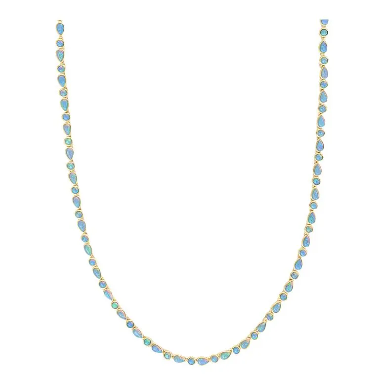 Isla Tennis Necklace in Simulated Blue Opal