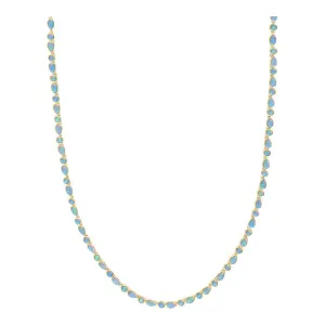 Isla Tennis Necklace in Simulated Blue Opal