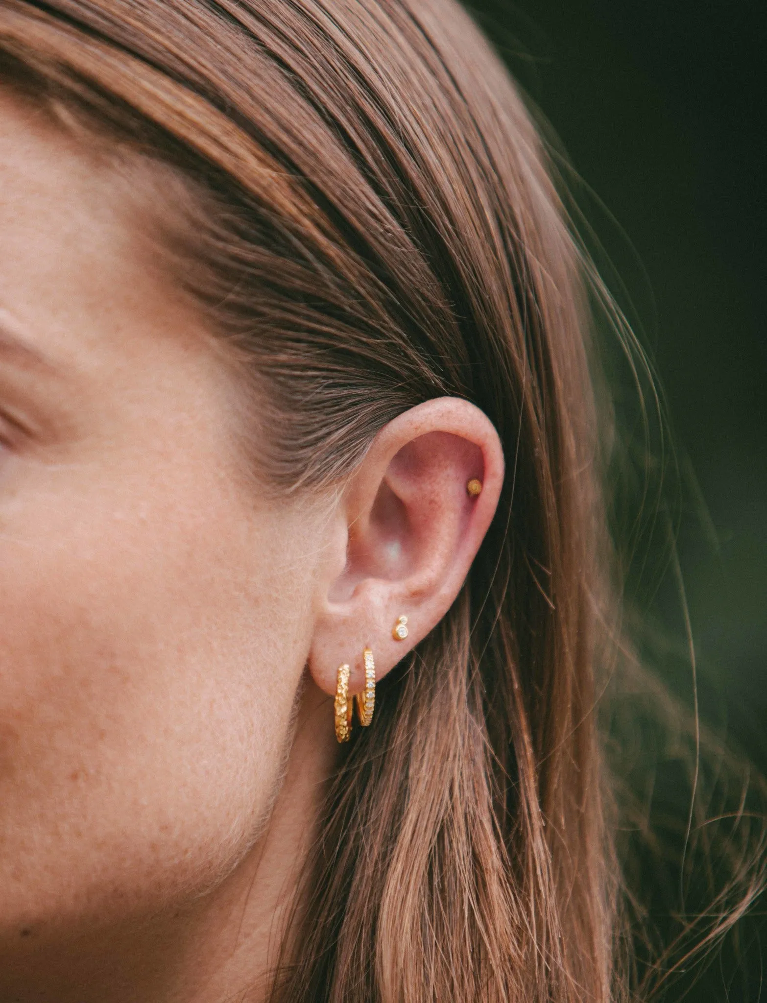 IX Crunchy Edge Gold Plated Hoop