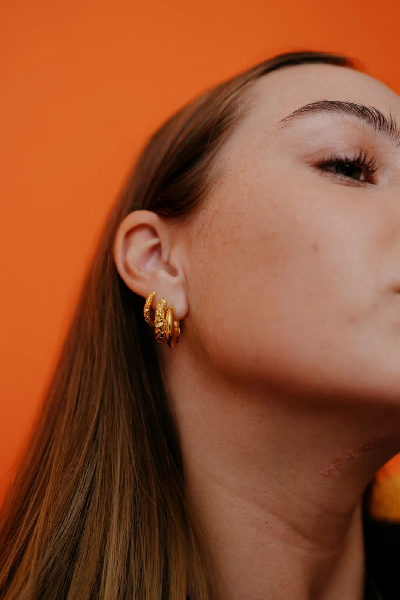 IX Crunchy Edge Gold Plated Hoop
