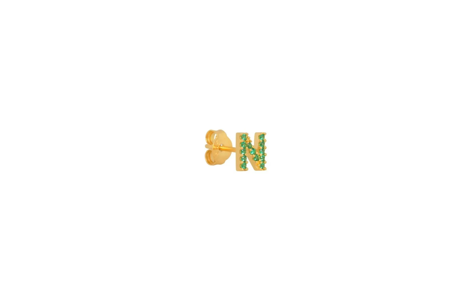 IX N 22K Gold Plated Stud w. Zirconia
