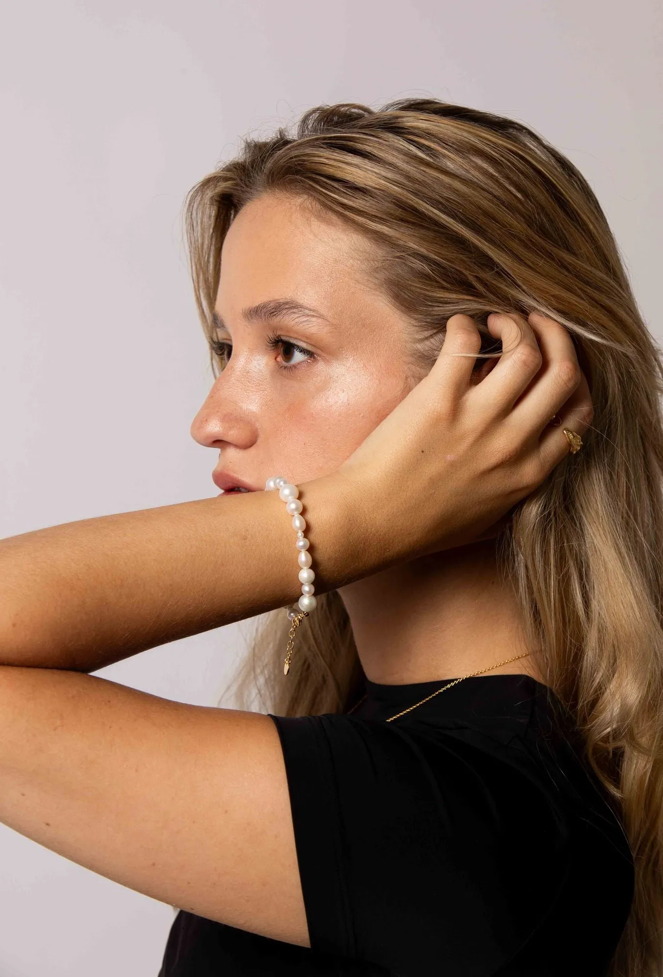 IX Penelope 22K Gold Plated Bracelet w. Pearls