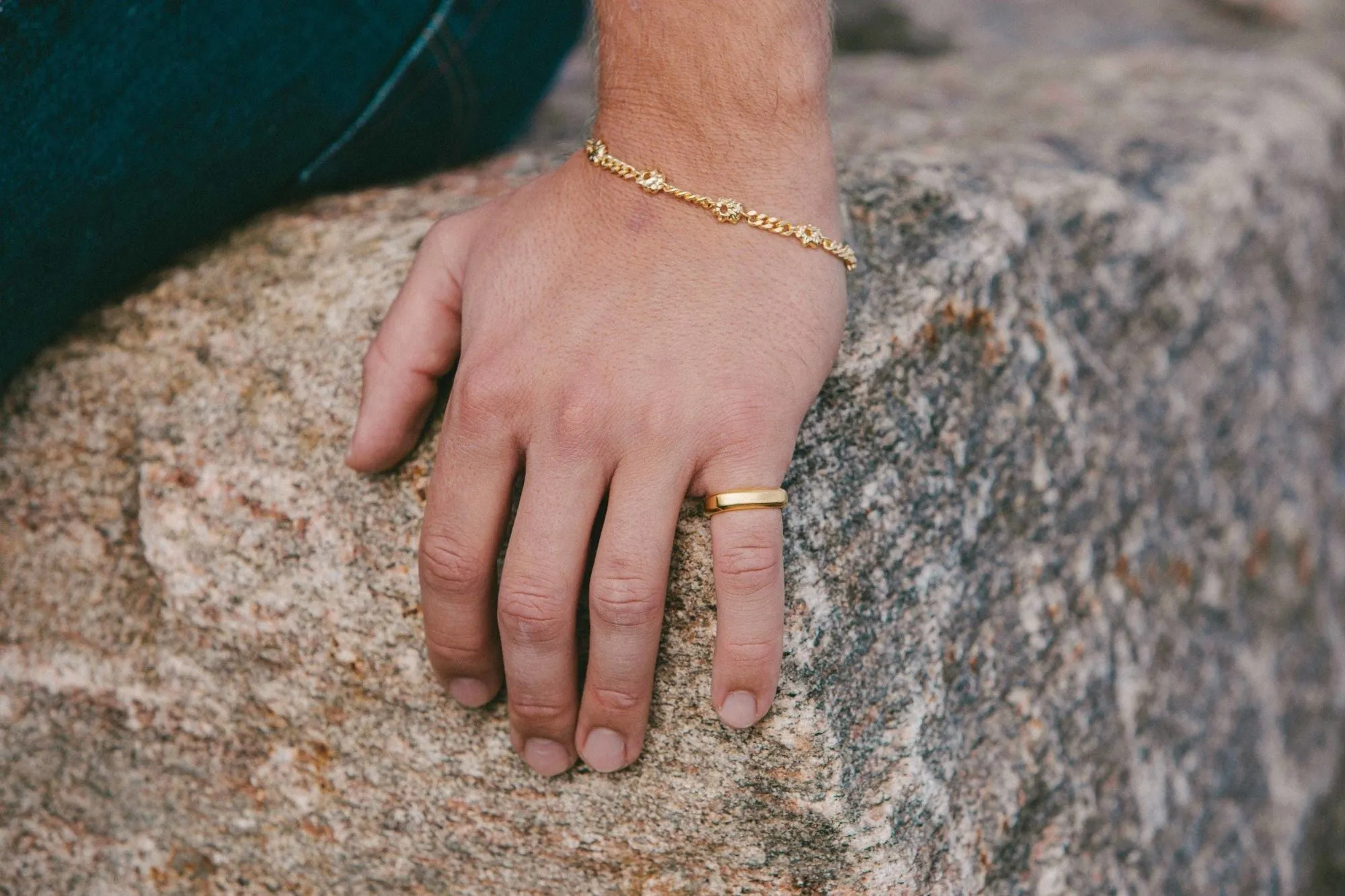 IX Rock Curb Gold Plated Bracelet