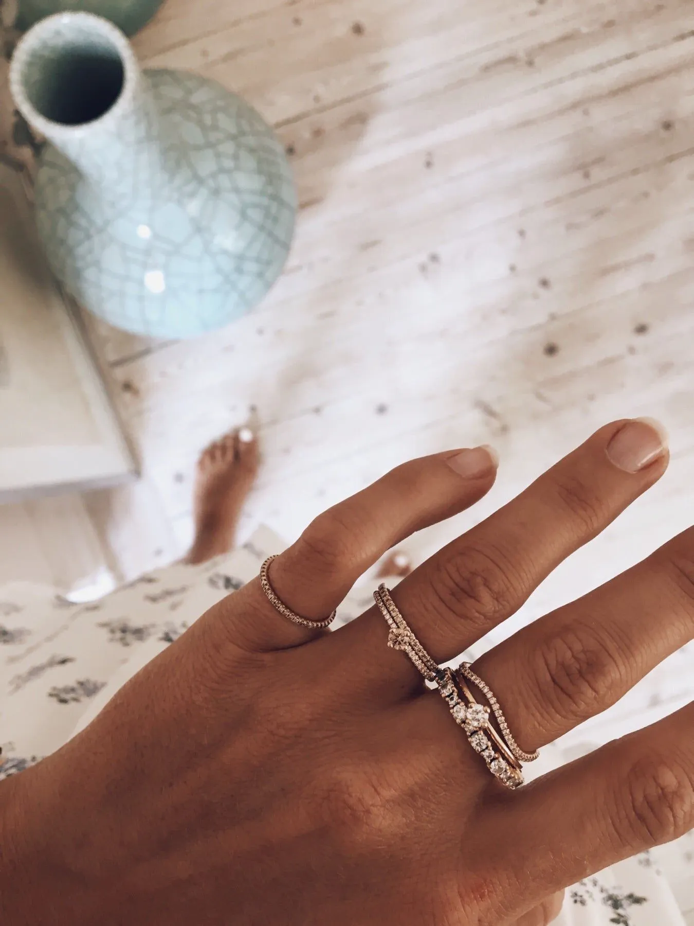 Jade Wave 18K Gold, Whitegold or Rosegold Ring w. Diamonds