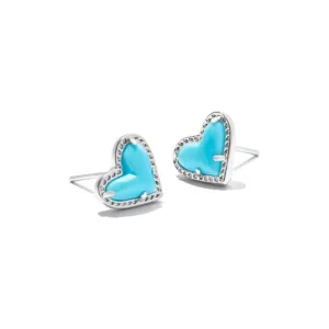 Kendra Scott Ari Heart Silver Earrings In Turquoise Magnesite