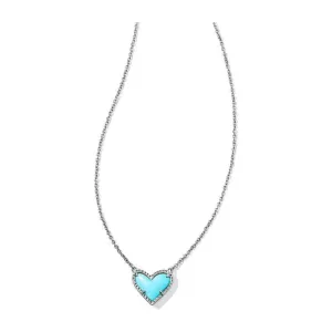 Kendra Scott Ari Heart Silver Necklace in Turquoise Magnesite