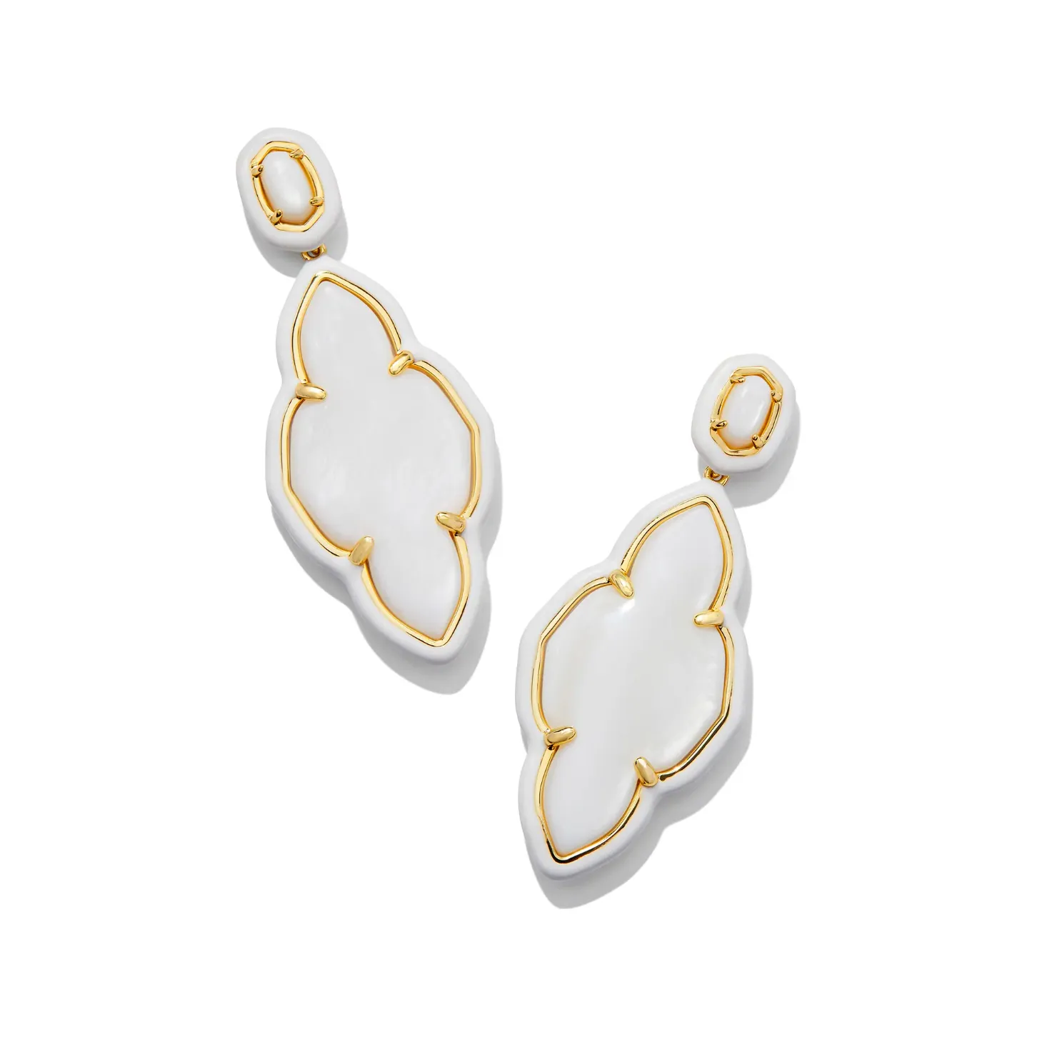 Kendra Scott Gold Abbie Gold Enamel Frame Statement Earrings