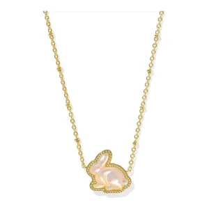 Kendra Scott Gold Bunny Necklace in Taupe Mother of Pearl