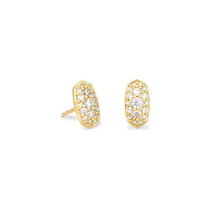 Kendra Scott Gold Grayson Stud Earrings in White CZ