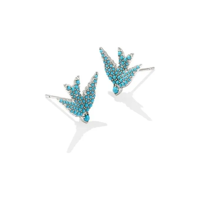 Kendra Scott Melody Bird Stud Earrings in Teal Crystal