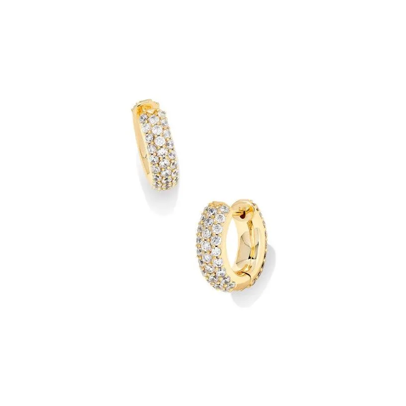 Kendra Scott Mikki Pave Huggie Earrings in White Crystal