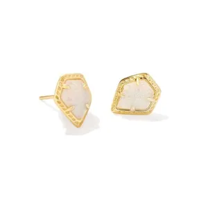 Kendra Scott Tessa Gold Framed Stud Earrings in Iridescent Drusy