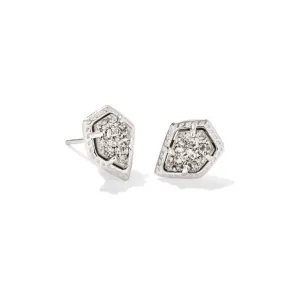 Kendra Scott Tessa Silver Framed Stud Earrings in Platinum Drusy
