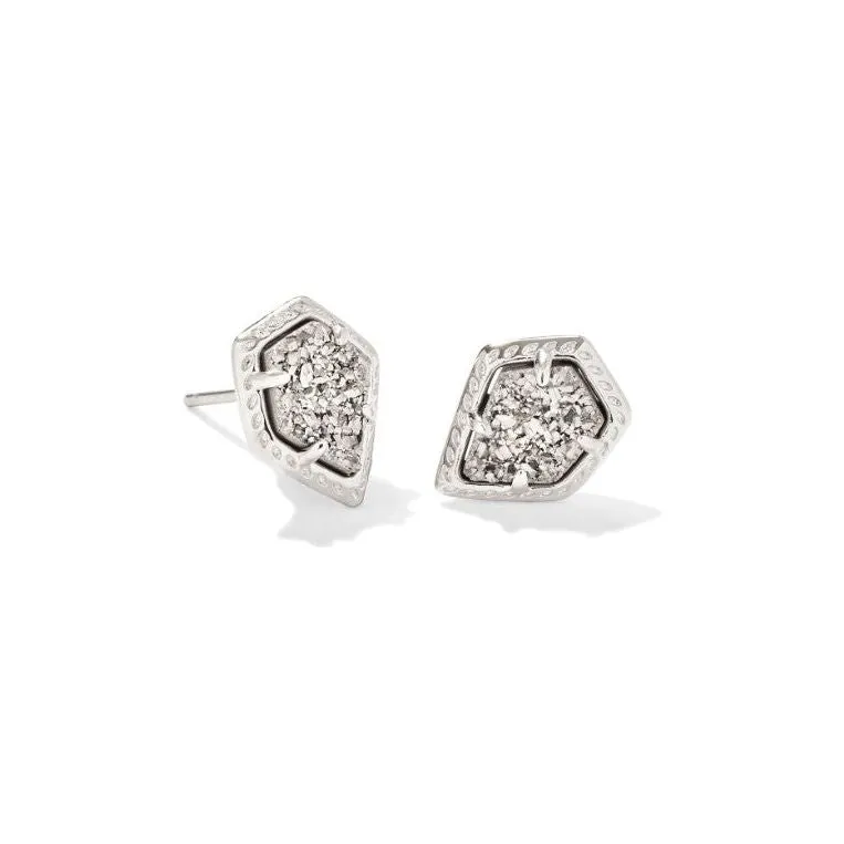 Kendra Scott Tessa Silver Framed Stud Earrings in Platinum Drusy