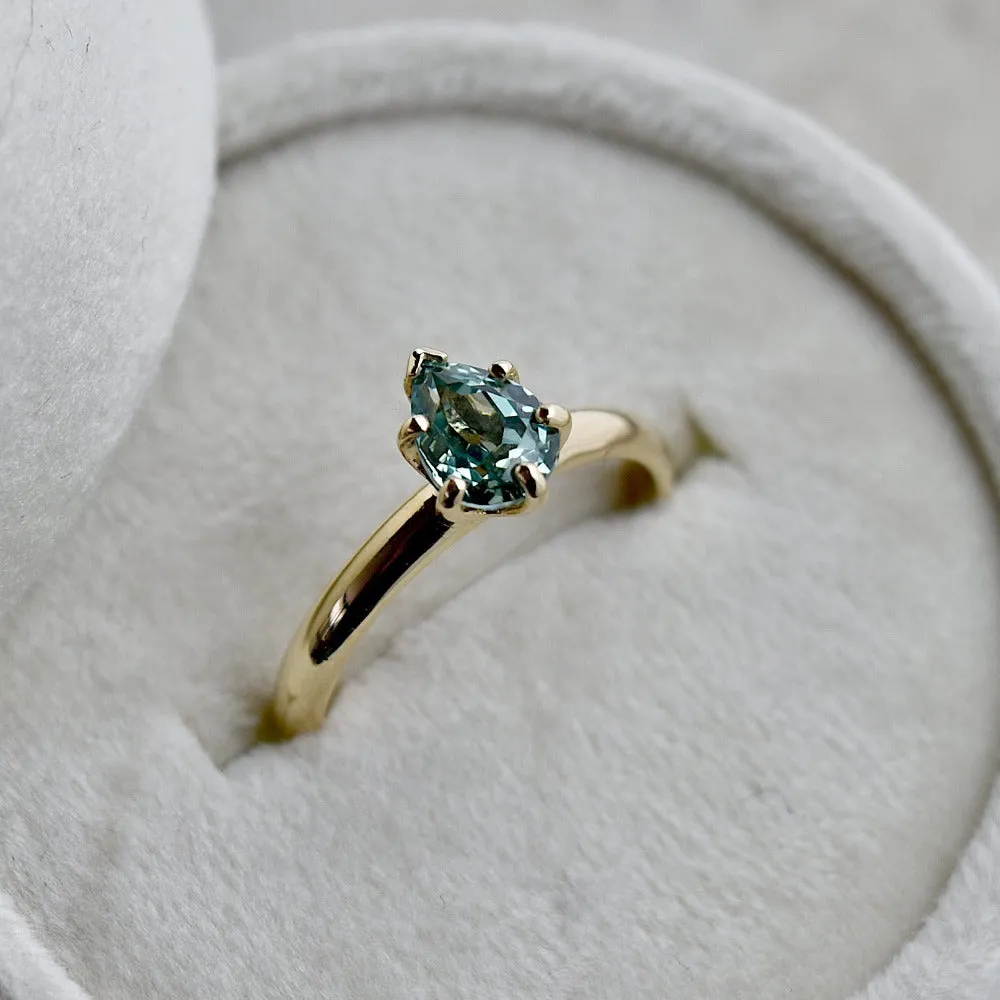 Lab-Grown Pear Cut Green Sapphire Ring