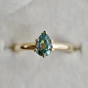 Lab-Grown Pear Cut Green Sapphire Ring