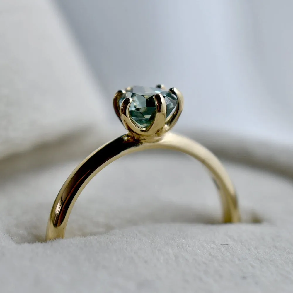 Lab-Grown Pear Cut Green Sapphire Ring