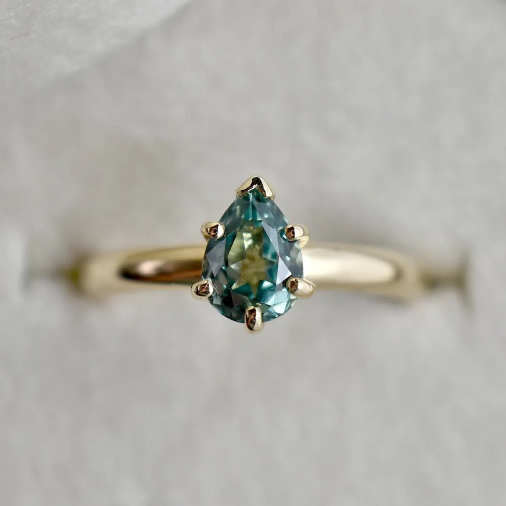 Lab-Grown Pear Cut Green Sapphire Ring