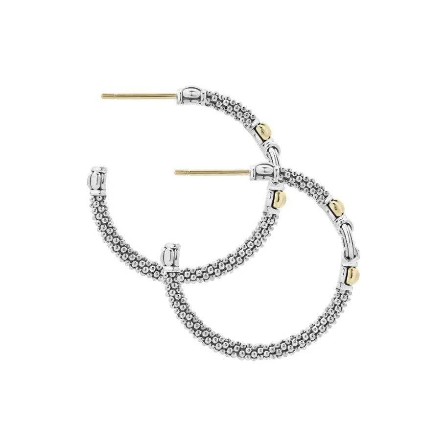 Lagos 18K & Sterling Silver Caviar Hoop Earrings
