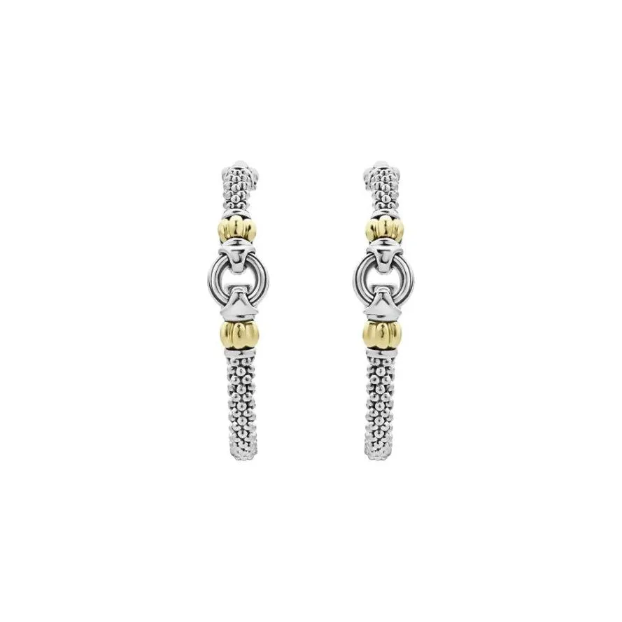 Lagos 18K & Sterling Silver Caviar Hoop Earrings