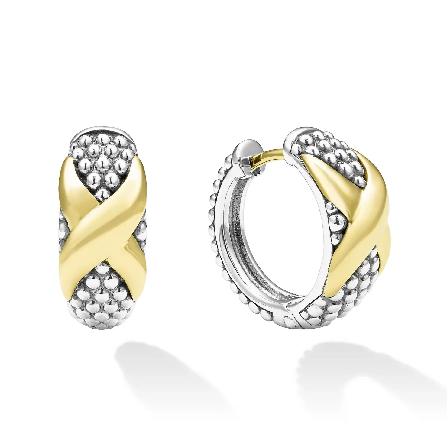 Lagos 18K & Sterling Silver Embrace X Station Huggie Earrings