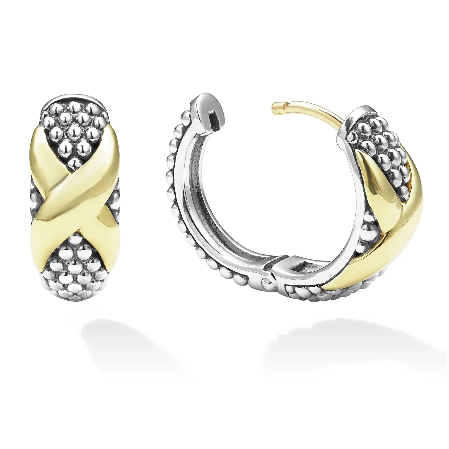 Lagos 18K & Sterling Silver Embrace X Station Huggie Earrings