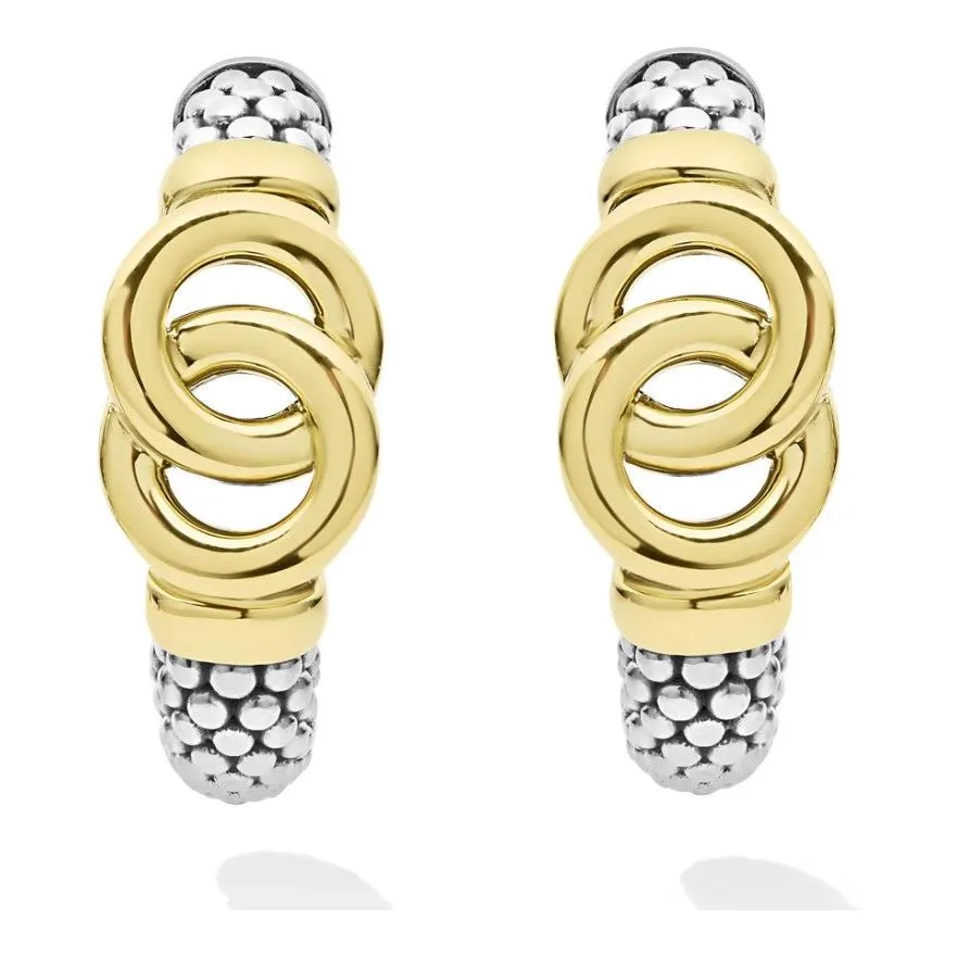 Lagos 18K & Sterling Silver Interlocking Hoop Earrings