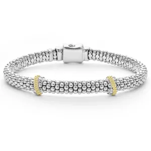 Lagos 18K and Sterling Silver Caviar Lux X-Station Diamond Bracelet