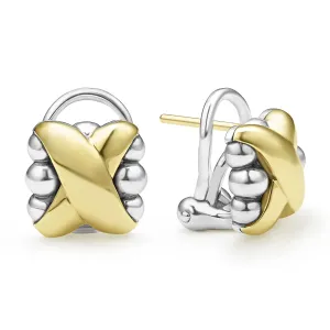 Lagos 18K and Sterling Silver Embrace X Station Omega Earrings