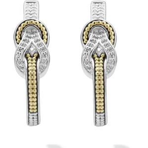 Lagos 18K and Sterling Silver Newport Diamond Half Hoop Earrings