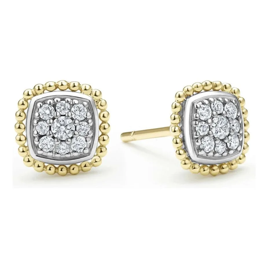Lagos 18K and Sterling Silver Rittenhouse Diamond Pavé Stud Earrings