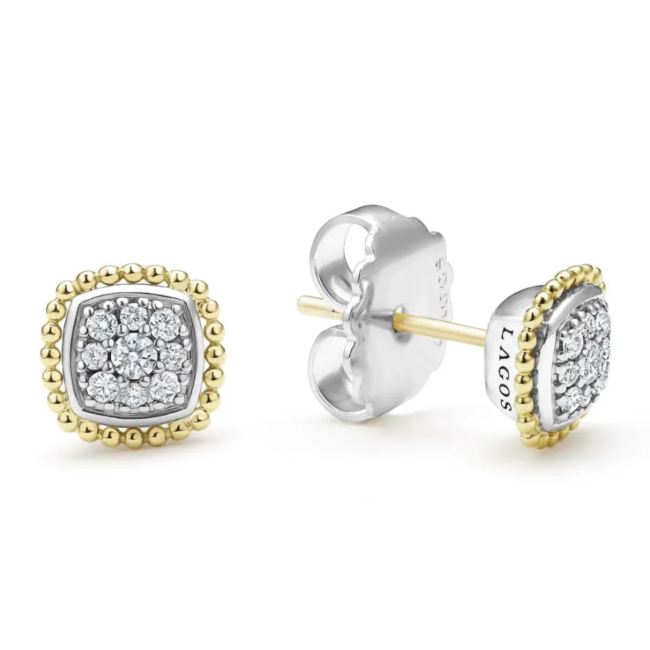 Lagos 18K and Sterling Silver Rittenhouse Diamond Pavé Stud Earrings