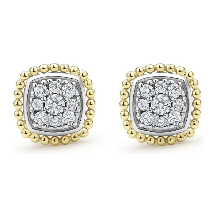 Lagos 18K and Sterling Silver Rittenhouse Diamond Pavé Stud Earrings