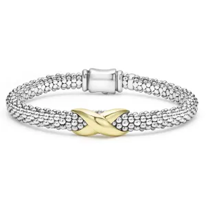 Lagos 18k Gold & Sterling Silver Embrace X Station Bracelet
