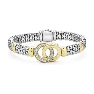 Lagos 18k Gold & Sterling Silver Interlocking Diamond Bracelet
