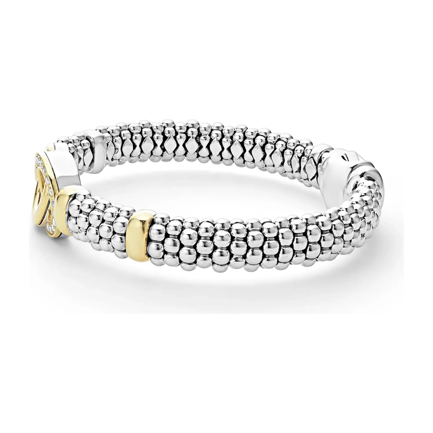 Lagos 18k Gold & Sterling Silver Interlocking Diamond Bracelet